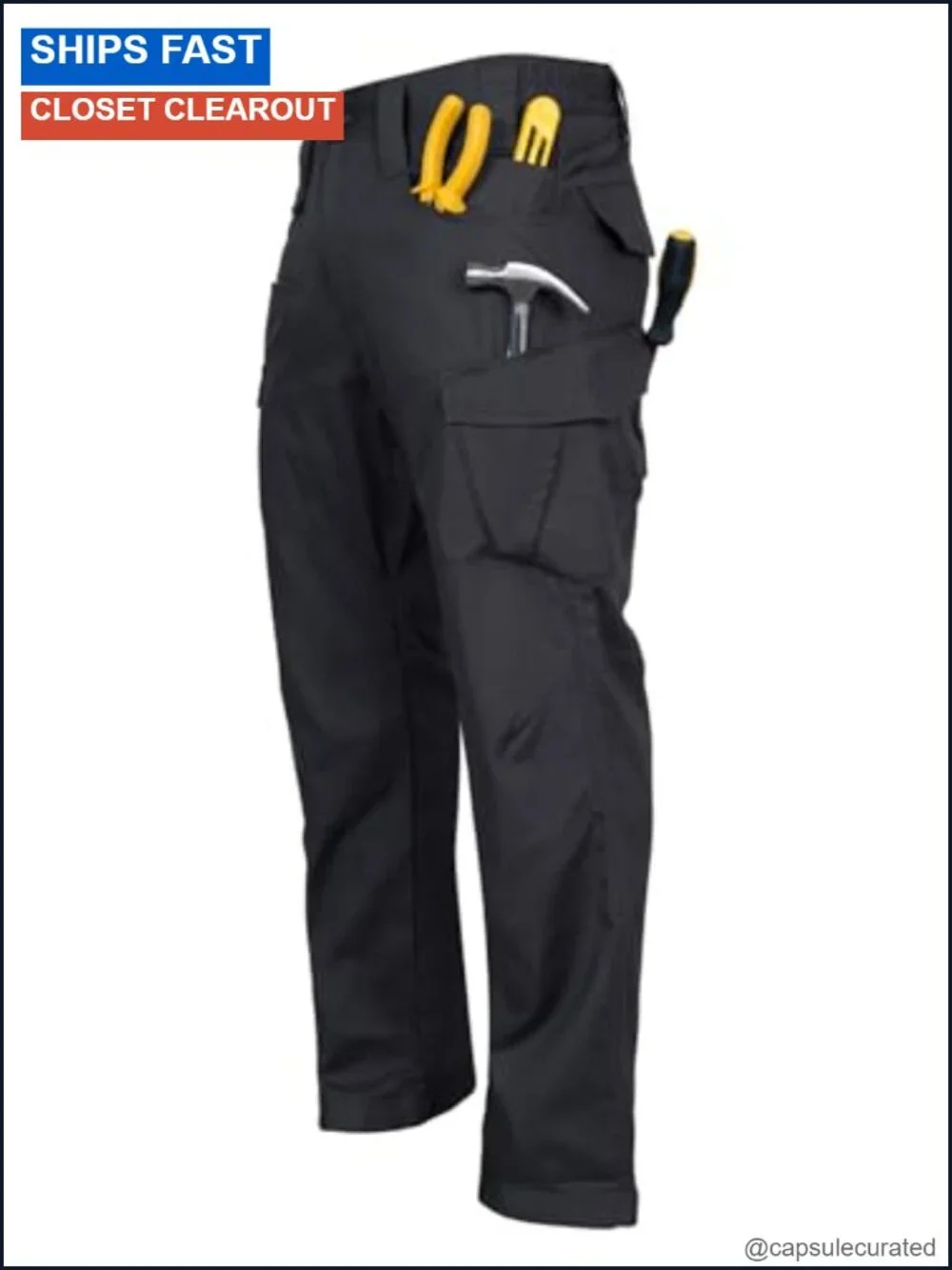 Men's Ripstop Cargo Work Pants Flame Resistant 9 Pockets Lightweight